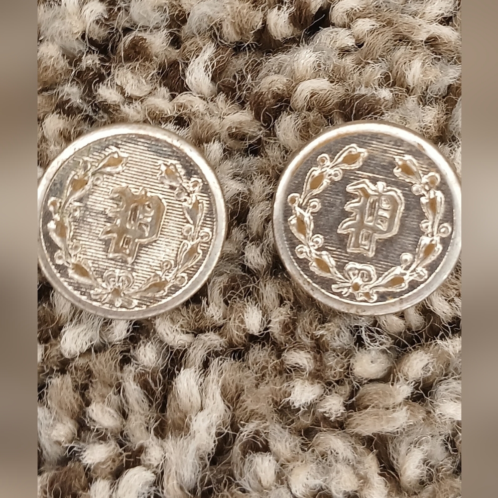 Vintage "Police Uniform" Silver Button Set with "P" Monogram Design